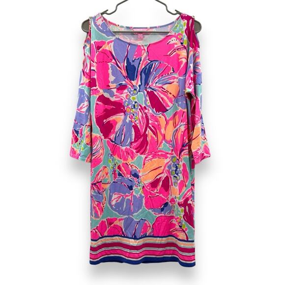 Lilly Pulitzer Lilla Multicolor Jam Out Engineered Exposed Shoulder Mini Dress S - Picture 2 of 10